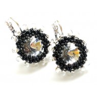 Náušnice swarovski čiré s černou