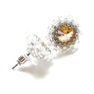 Náušnice swarovski puzetky jantarovo bílé