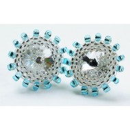 Náušnice swarovski puzetky tyrkysovocire