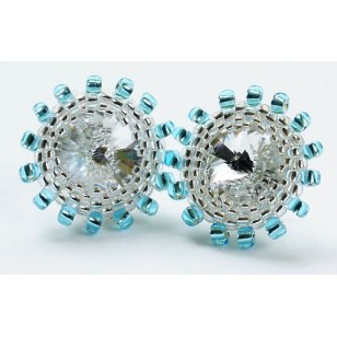Náušnice swarovski puzetky tyrkysovocire